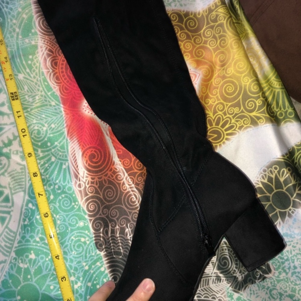 NIB Over the Knee Floral Embellished Suede Boots - Picture 9 of 11
